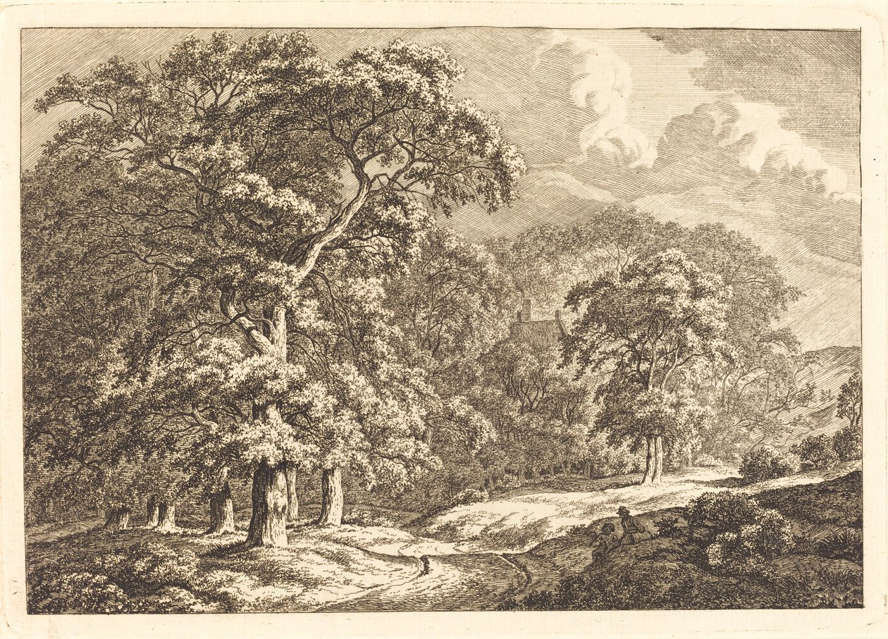 Skog med resenärer vid en väg av Franciscus A. Milatz