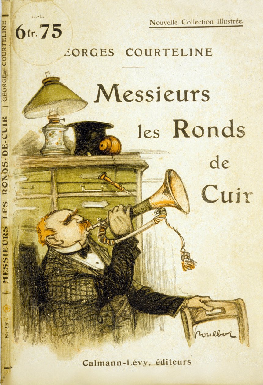 Omslag till "Gentlemen leather circles" av Georges Courteline, ca 1908 (färg litho) av Francisque Poulbot