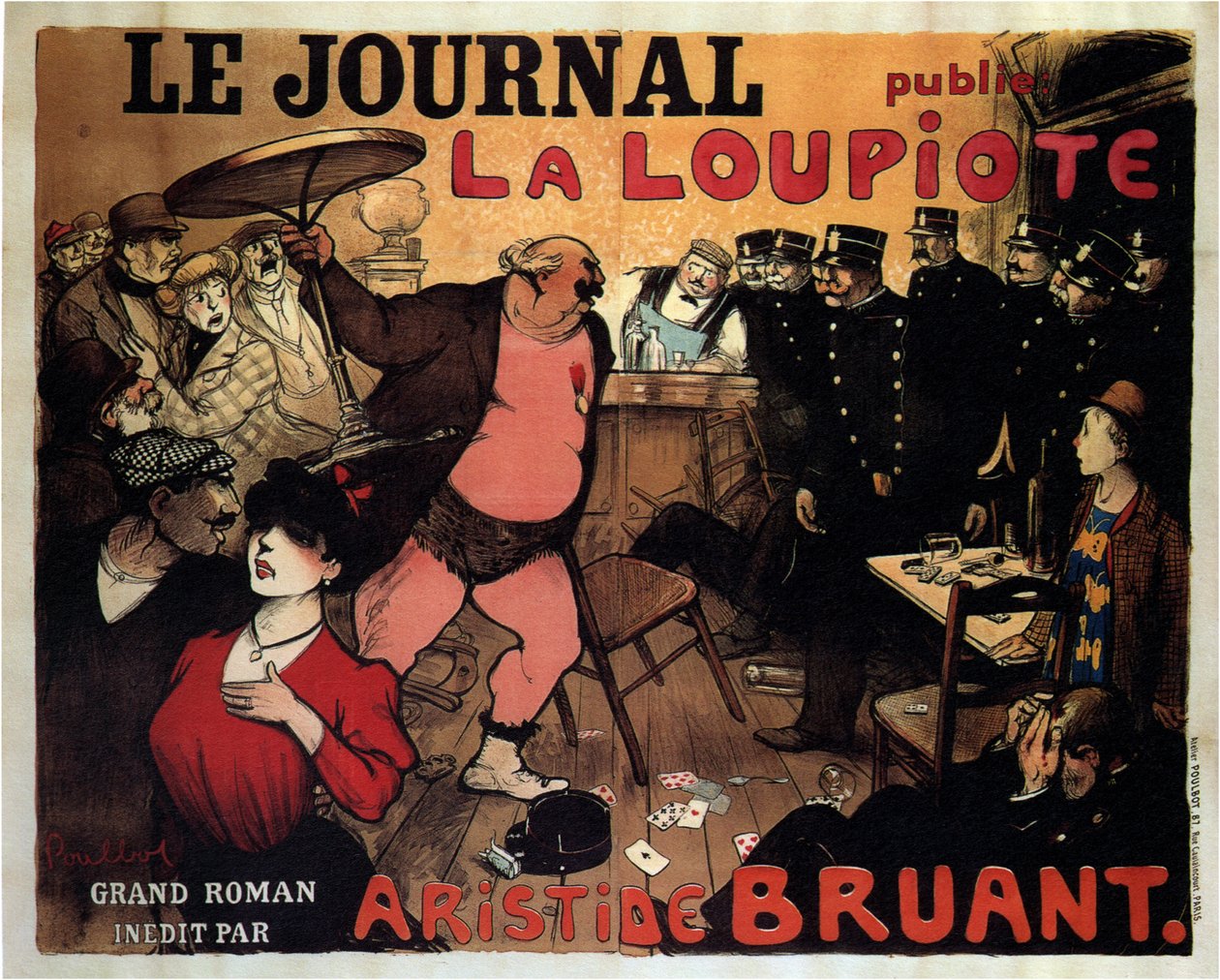 Le Journal publicerar La Loupiote, en stor roman av Aristide Bruant, 1908 av Francisque Poulbot