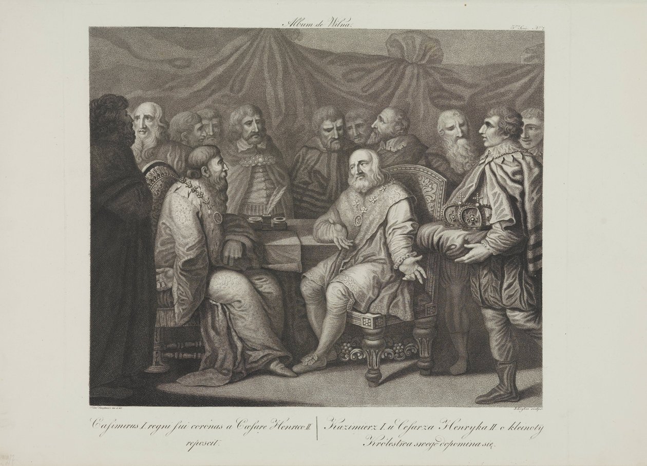 Restauratören Casimir I möter kejsaren Henrik III av Smuglewicz, Franciszek (1745-1807). Litografi, sent 1700-tal. Privat samling av Franciszek Smuglewicz