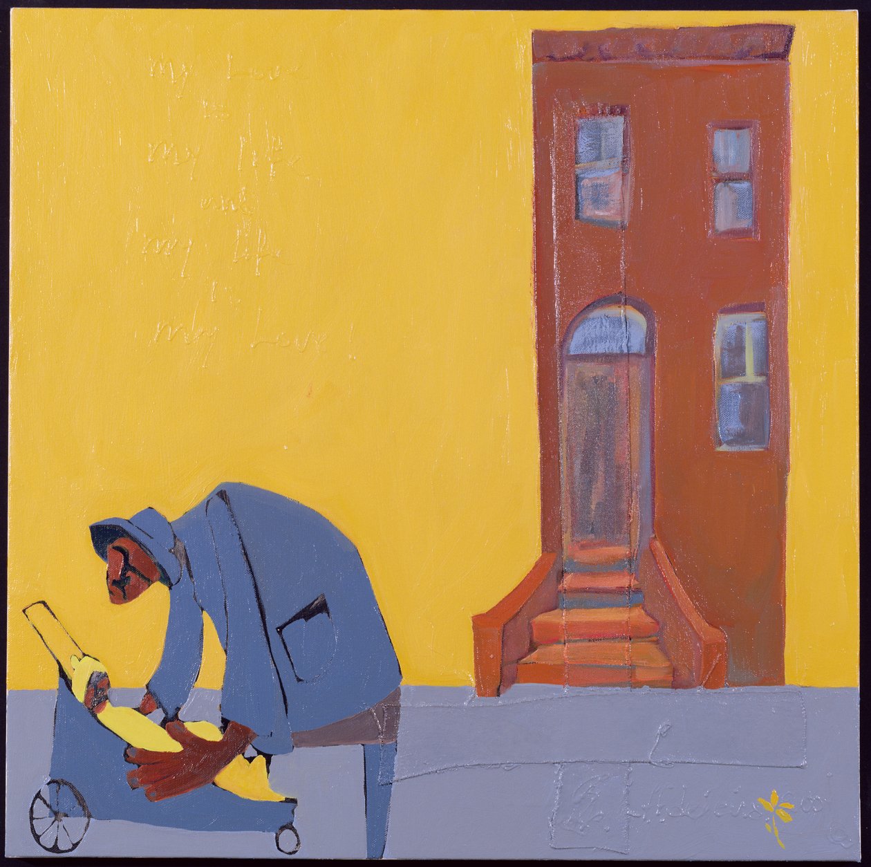 Mor och barn, 2001 (blandteknik på duk) av Francks Deceus