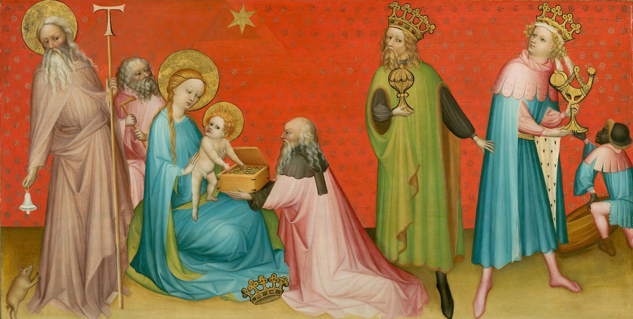 Tillbedjan av magierna med Saint Anthony Abbot av Franco Flemish Master