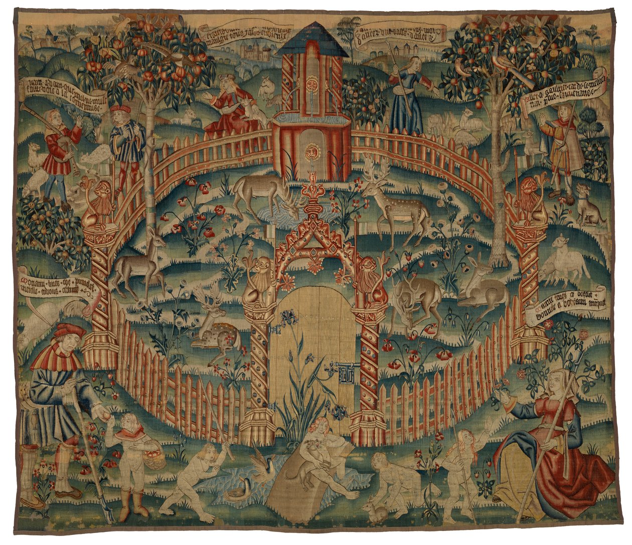 Gobeläng, Park au Cerfs, flamländsk eller fransk, tillverkad ca 1500 (ull) av Franco Flemish School