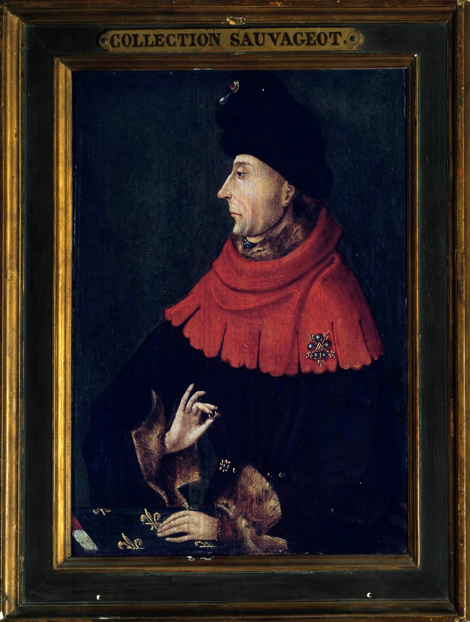 Porträtt av Jean utan rädsla, hertig av Bourgogne (1371-1419) Målning av Bourgogneskolan. Början av 1400-talet. Sol 0,29x0,21 m av Franco Burgundian