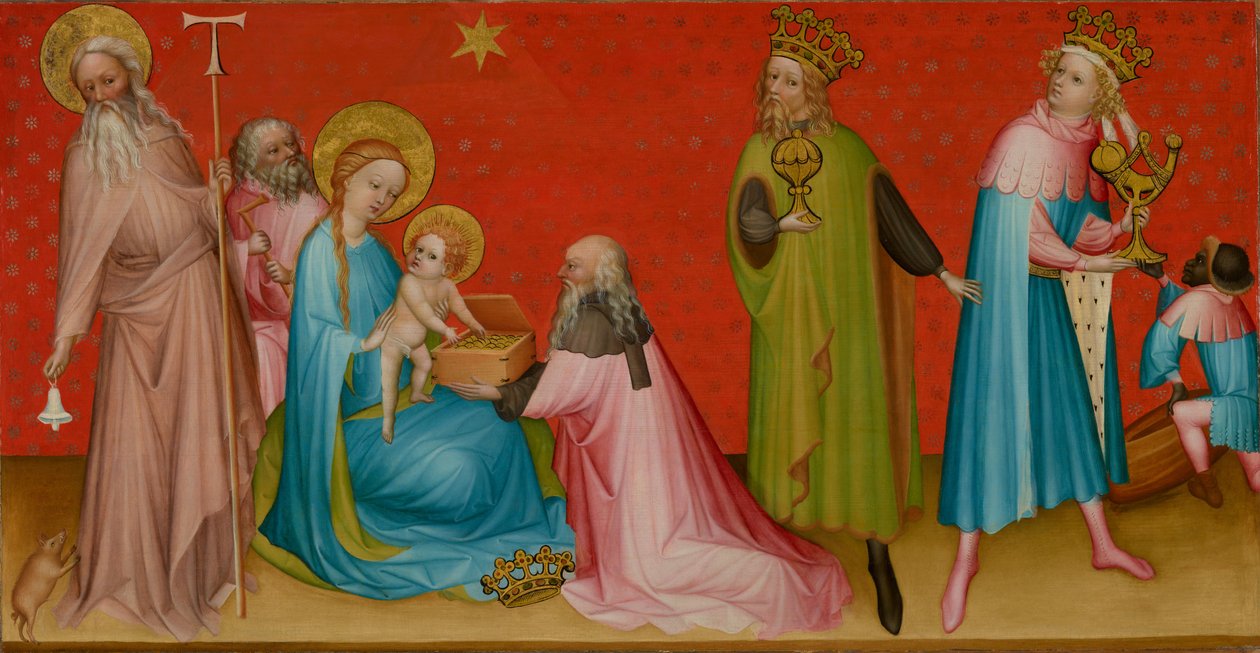De tre vise männens tillbedjan med Sankt Antonius abbot av Franco Flemish Master