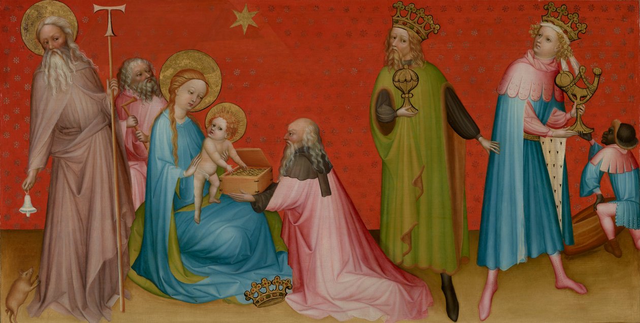 The Adoration of the Magi med Saint Anthony Abbot, c.1400 av Franco Flemish School