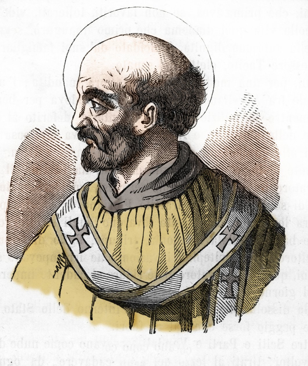 Antik: representation av påven Sixtus II (Sixtus eller Sisto) (258) Ritning från "" Misteri del Vaticano"" av Franco Mistrali av Franco Mistrali