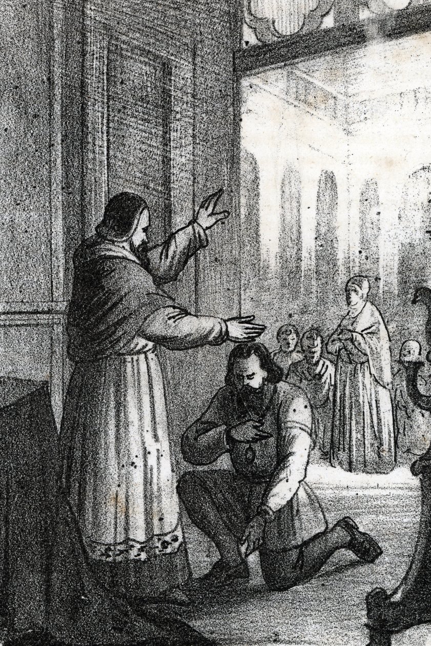 Möte mellan påven Paul III och Charles Quint på Rocca di Busseto i av Franco Mistrali