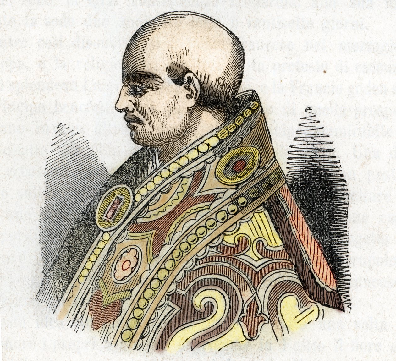 Medeltiden: representation av påven Urban IV (Urban eller Urbanus eller Urbano) (1261-1264) Teckning från "Misteri del Vaticano" av Franco Mistrali av Franco Mistrali