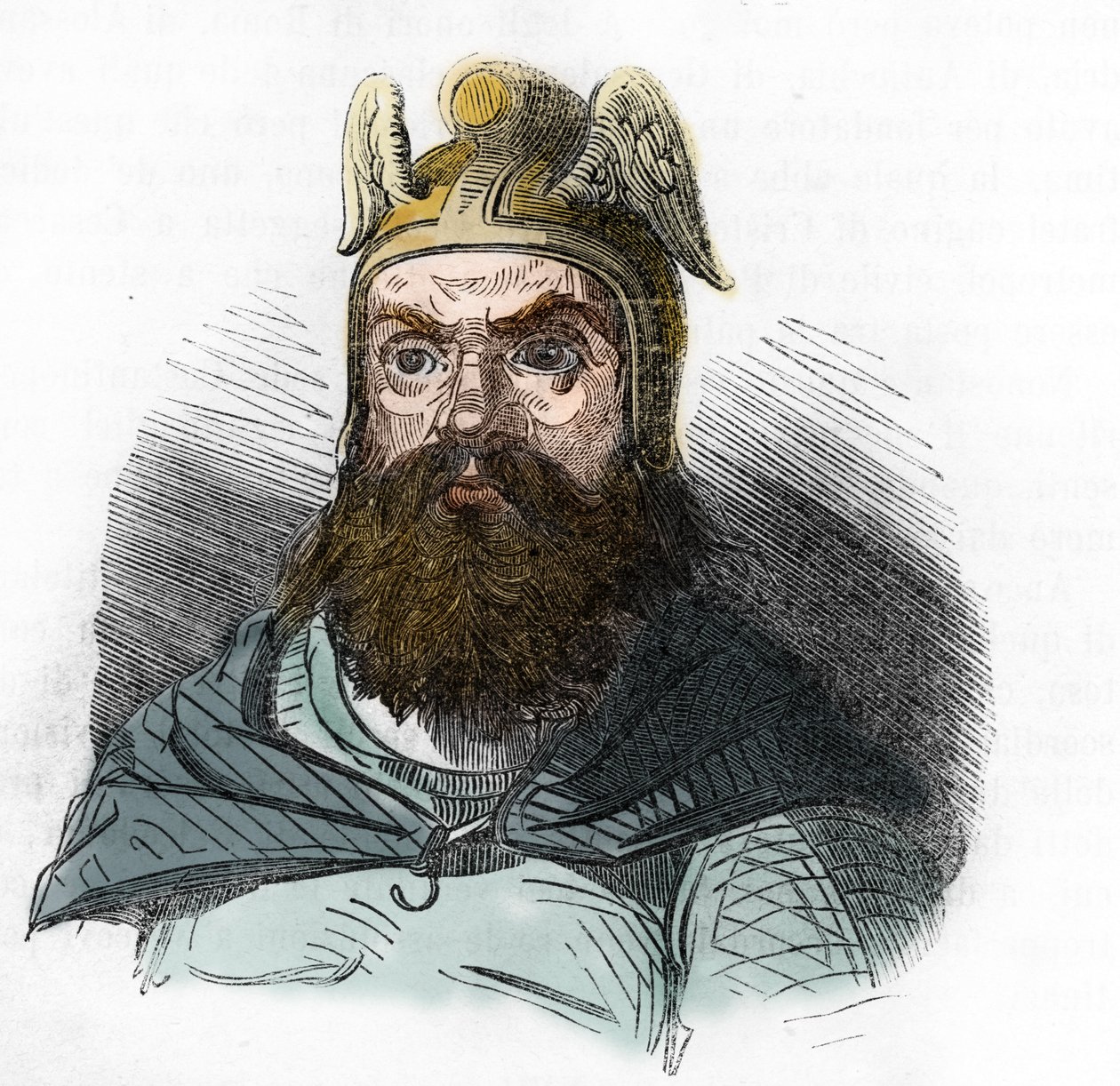 Porträtt av Attila (395-453) Hunnernas kung - teckning från "I misteri del vaticano"" av Franco Mistrali 1843 av Franco Mistrali