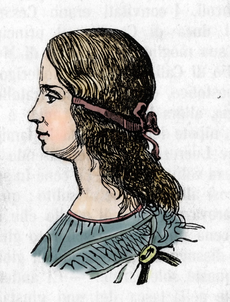 Porträtt av Lucrece Borgia (Lucrezia) (1480-1519) Gravyr från ""Vatikanens mysterier"" av Franco Mistrali 1866 av Franco Mistrali