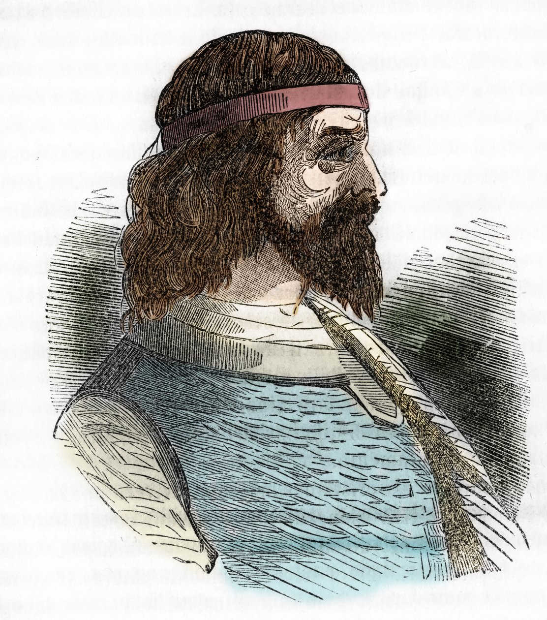 Porträtt av Odoacre (Odovacar), ledare för Herules allierade i hunnerna och minister i Attila (435-493) (Odoacer eller Flavius Odovacer) teckning från "I misteri del vaticano" av Franco Mistrali 1843 av Franco Mistrali
