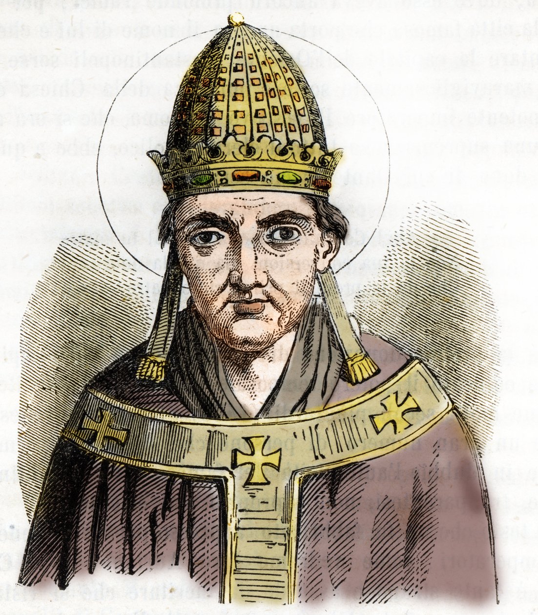 Porträtt av påven Sylvestre I (Silvestre eller Sylvester eller Silvestro) (314-335) - Teckning från "Misteri del Vaticano" av Franco Mistrali av Franco Mistrali