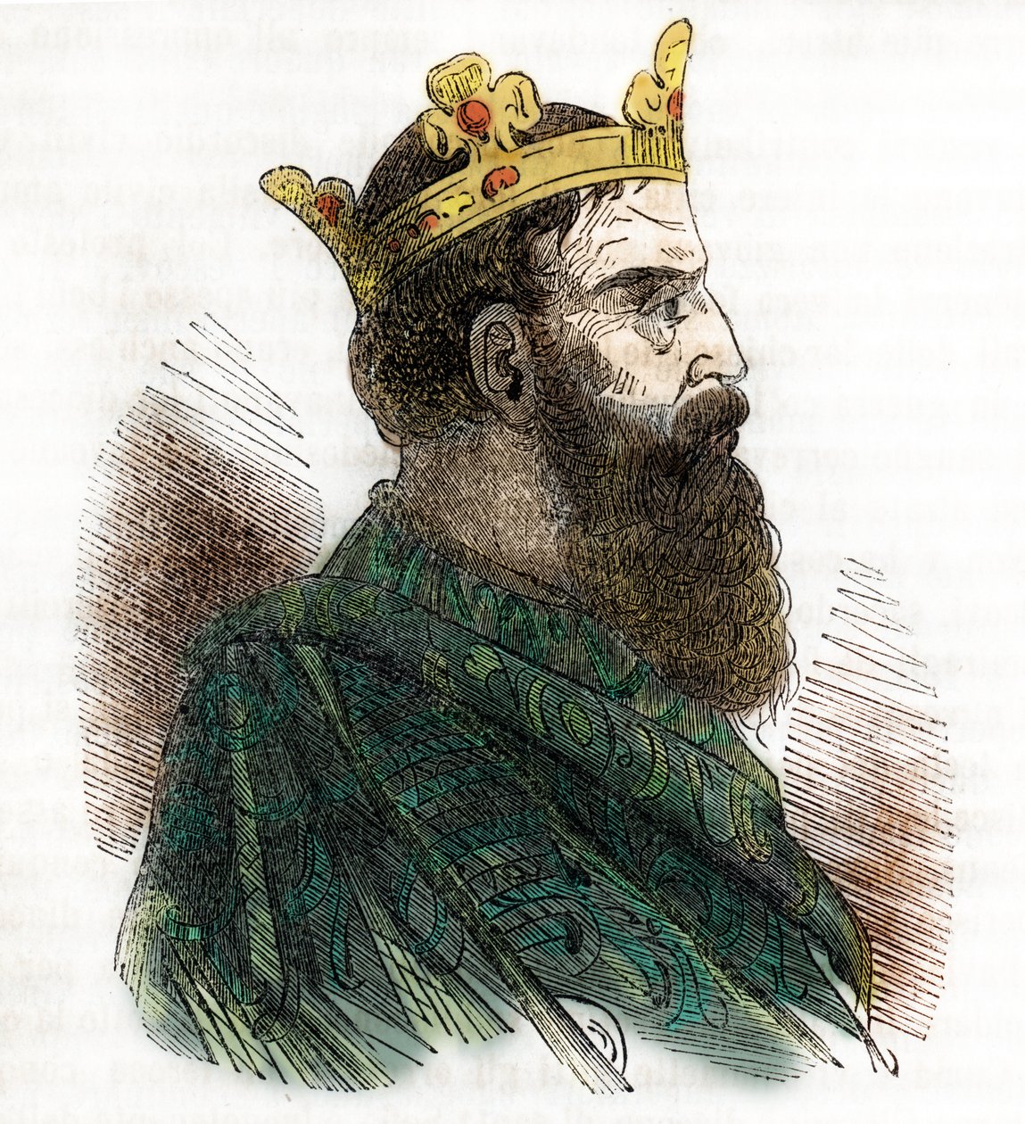 Porträtt av den bysantinske kejsaren Leon III Isaurian eller Syrier (680-741) (Leo III, Isaurian kejsare av Bysantinska riket) teckning från "I misteri del vaticano"" av Franco Mistrali 1843 av Franco Mistrali