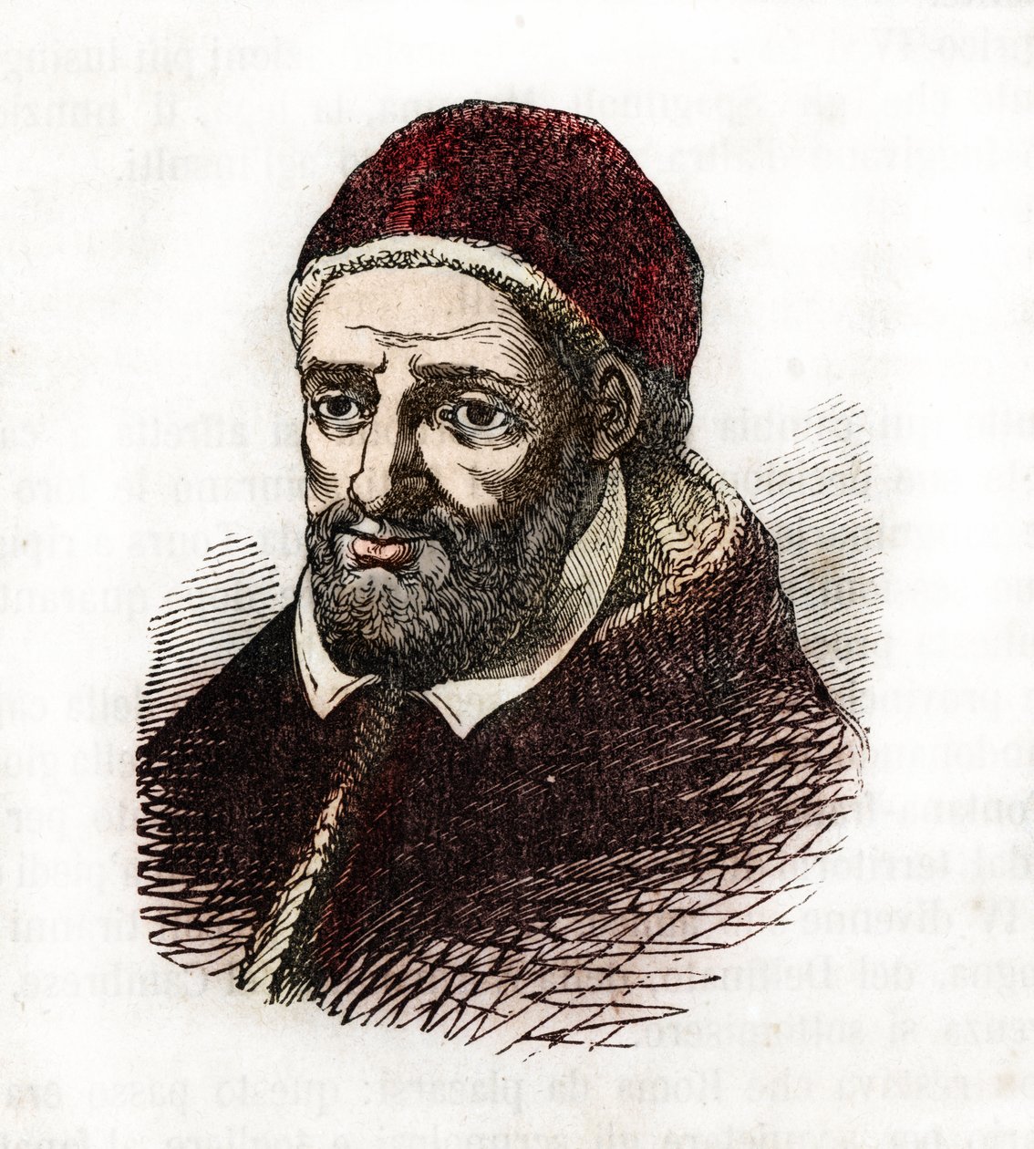 Representation av påven Clemens VIII (Clemente eller Clemens) (1592-1605) Ritning från "" Misteri del Vaticano"" av Franco Mistrali av Franco Mistrali
