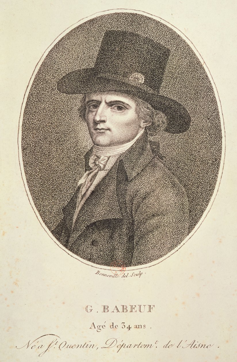 Medaljongporträtt av Francois Noel (1760-97) känd som Gracchus Babeuf, 1794 av Francois Bonneville