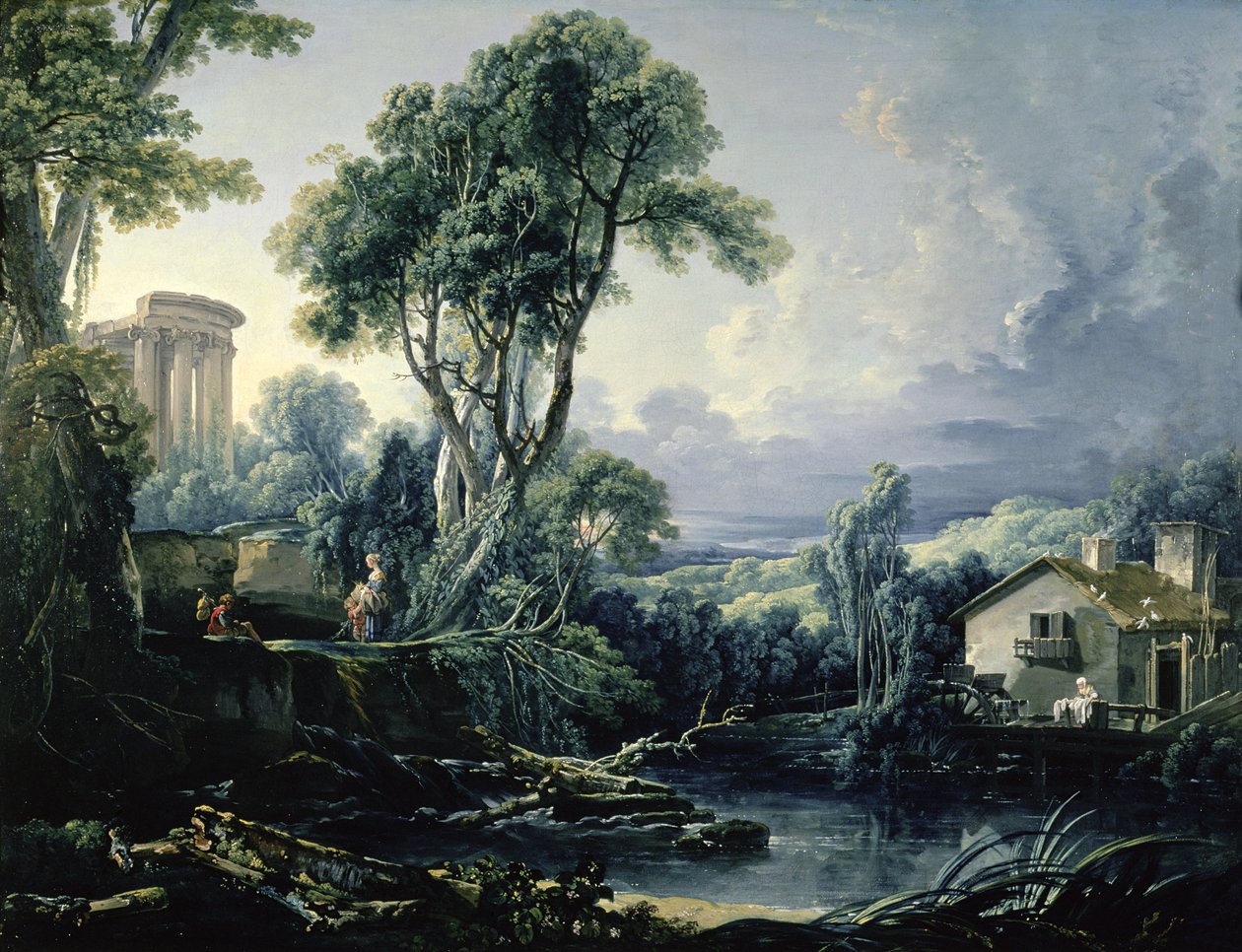 Landskap med vattenkvarn, 1743 av François Boucher