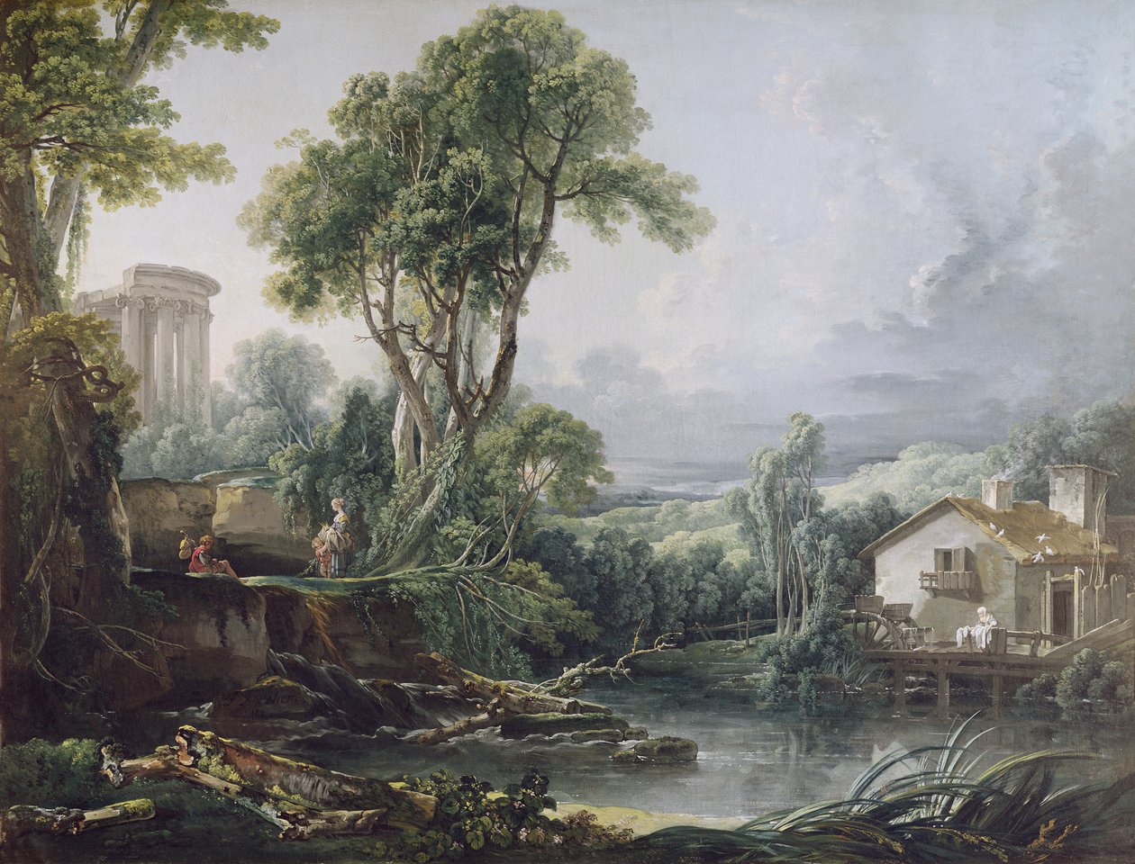 Landskap med en vattenkvarn av François Boucher