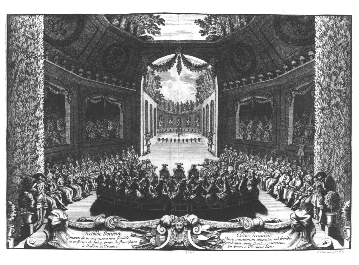 Konsert i Trianons trädgård, andra dagen av firandet i Versailles, 14 juli 1668