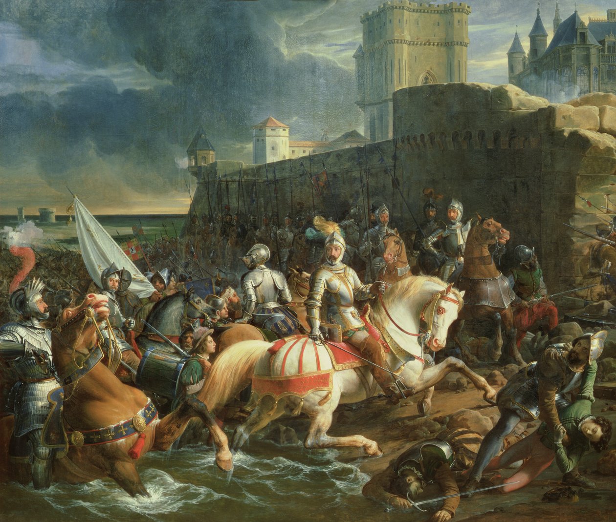 The Take of Calais av Francis, 2:e hertig av Guise (1519-63) den 9 januari 1558 av Francois Edouard Picot