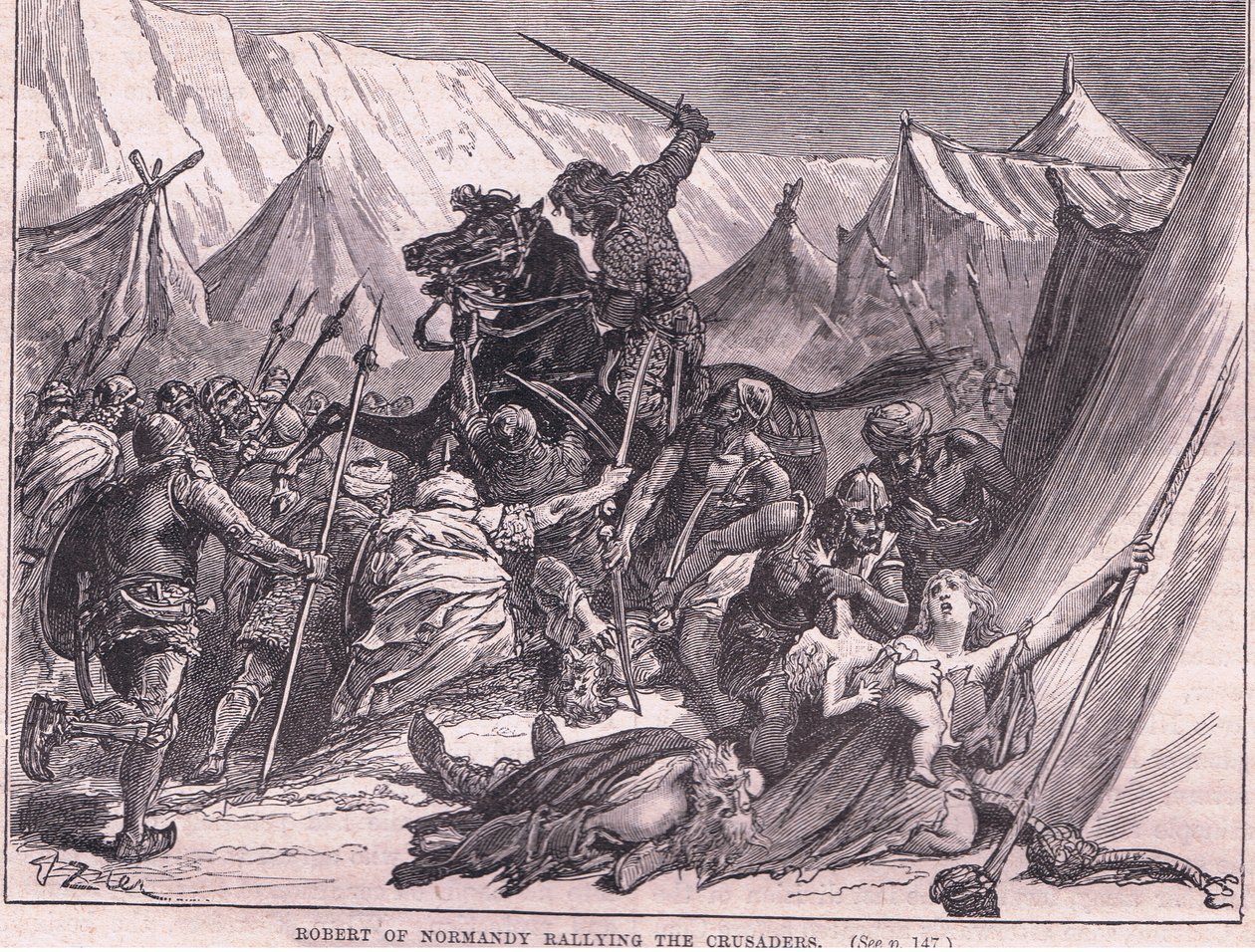 Robert av Normandie samlar korsriddarna 1097 e.Kr. av Francois Edouard Zier