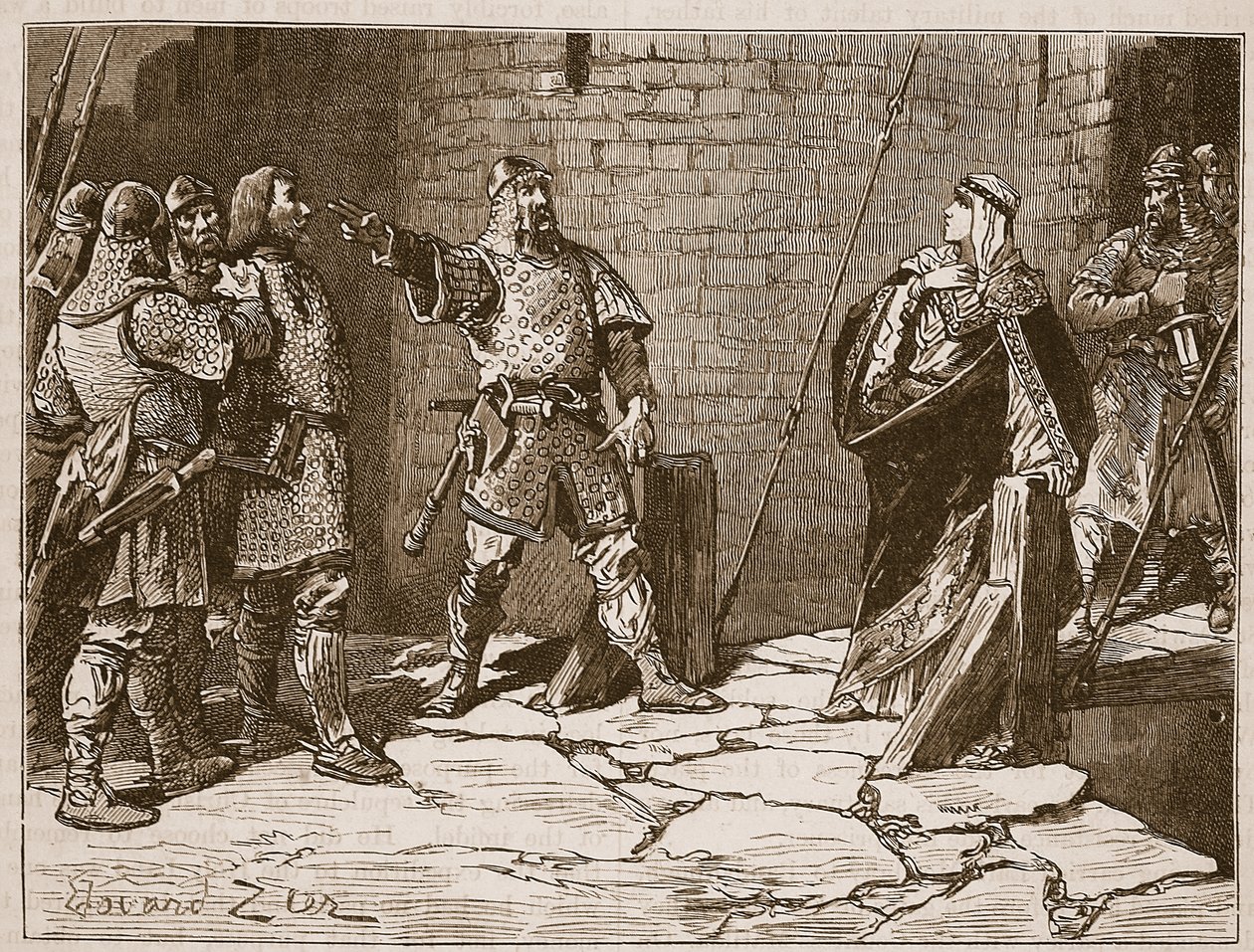 Surrender of Bamborough Castle, illustration från "Cassell