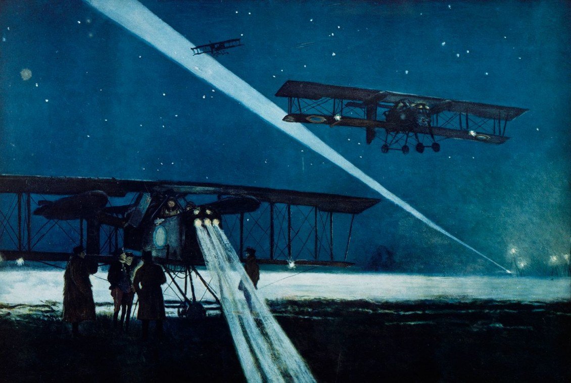  Retour dun vol de nuit sur avions Voisin de bombardementn av Francois Flameng