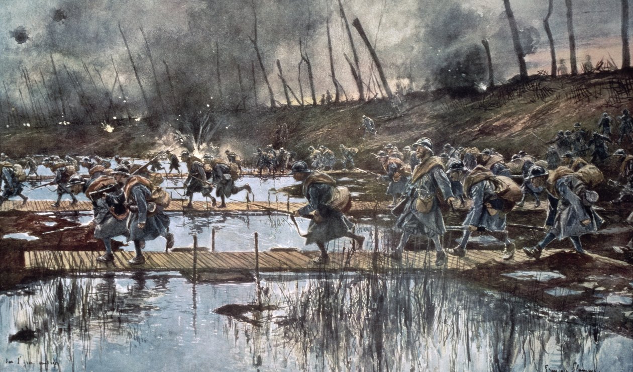 Slaget om användaren 1914 av Francois Flameng