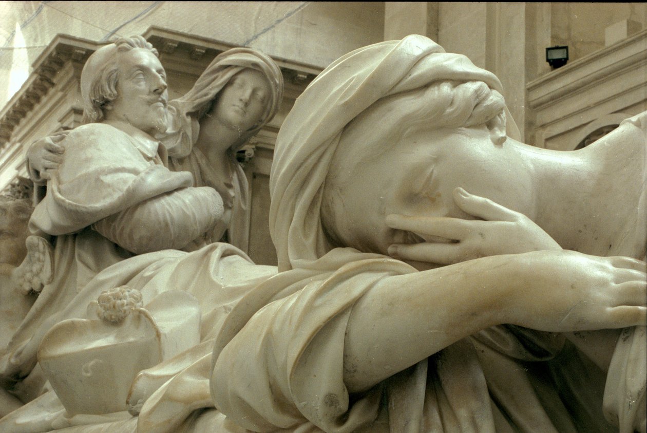 Detalj av begravningsmonumentet till Armand-Jean du Plessis, kardinal Richelieu 1585-1642, 1694 marmor se även 252687 av Francois Girardon