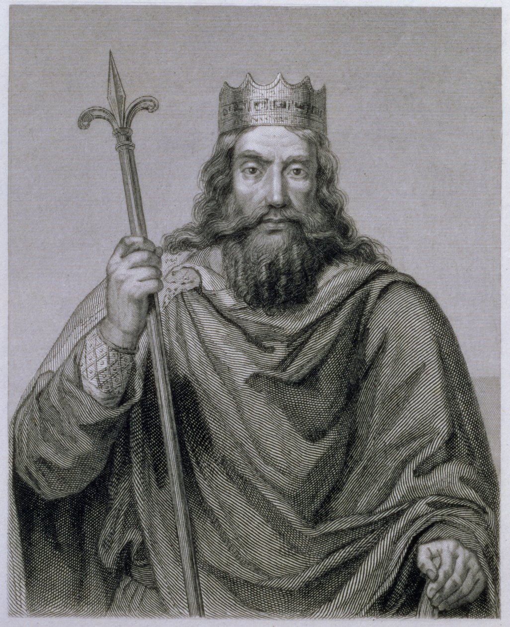 Klodvig I (465-511) Merovingisk härskare av frankerna, graverad av G. Lewy av Francois Louis Dejuinne