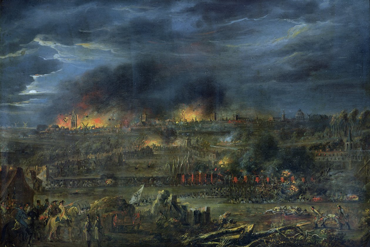 Bombardementet av Lille 1792 av Francois Louis Joseph Watteau