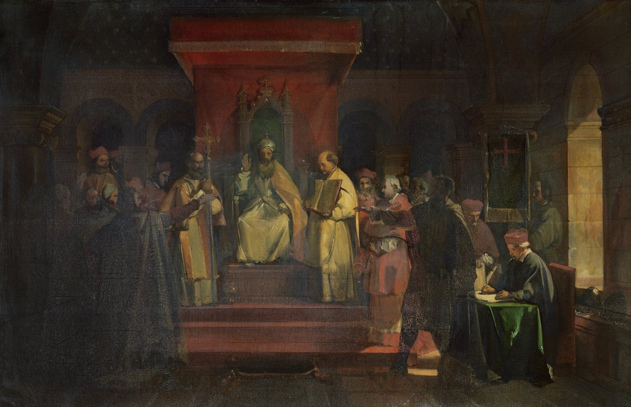Taasisi ya Agizo la Templars mnamo 1128, 1840 swed av Francois Marius Granet