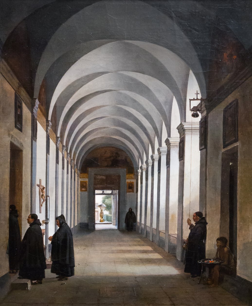 Munkar i klostret i kyrkan Gesù e Maria, Rom av Francois Marius Granet