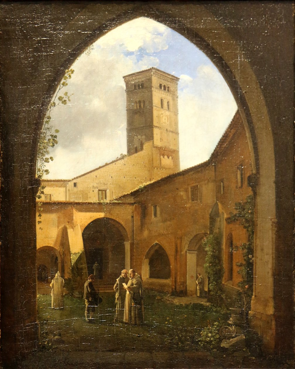 Vy över ett kartusiskt kloster med campanile av Francois Marius Granet