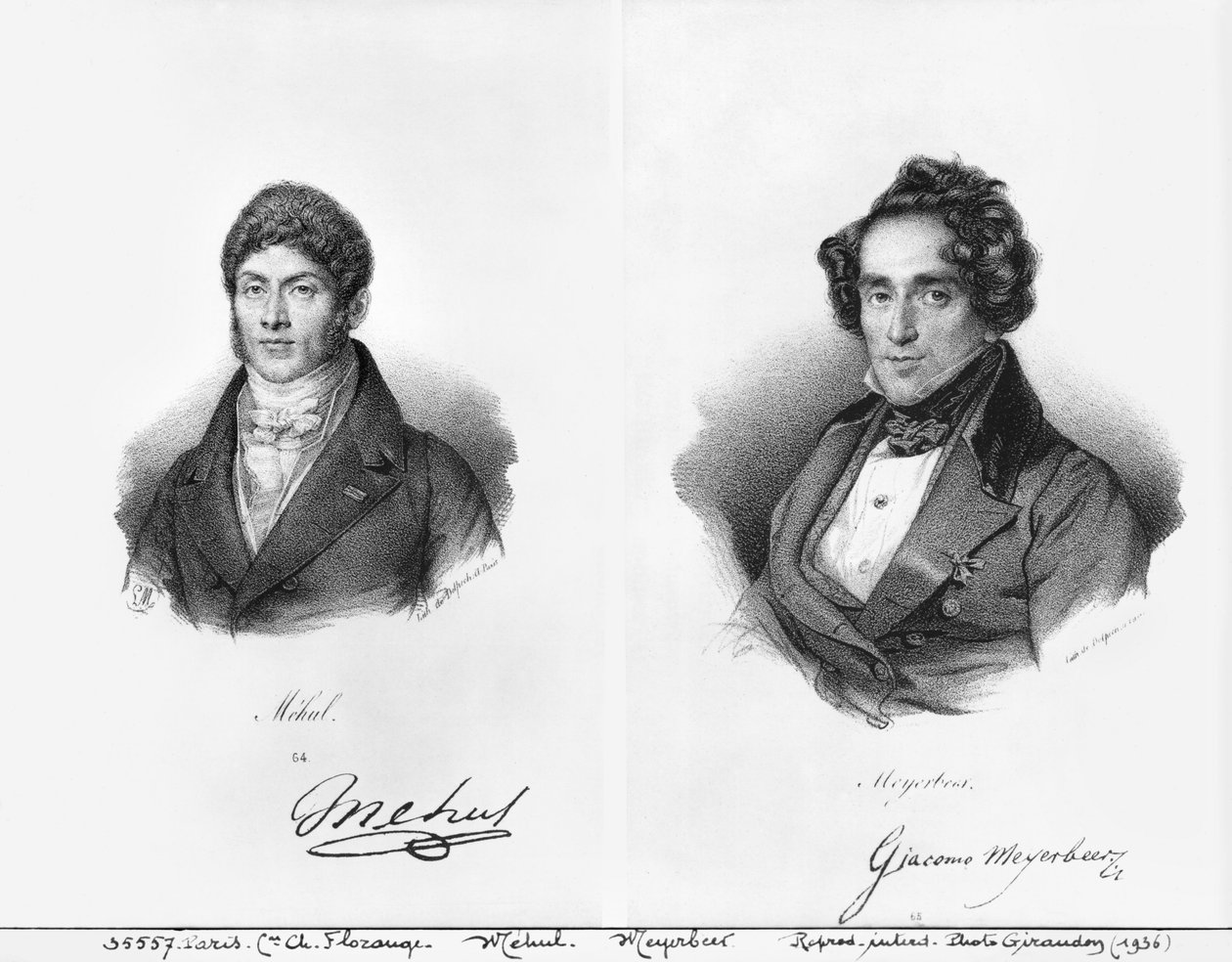 Etienne Mehul (1763-1817) och Giacomo Meyerbeer (1791-1864) av Francois Seraphin Delpech