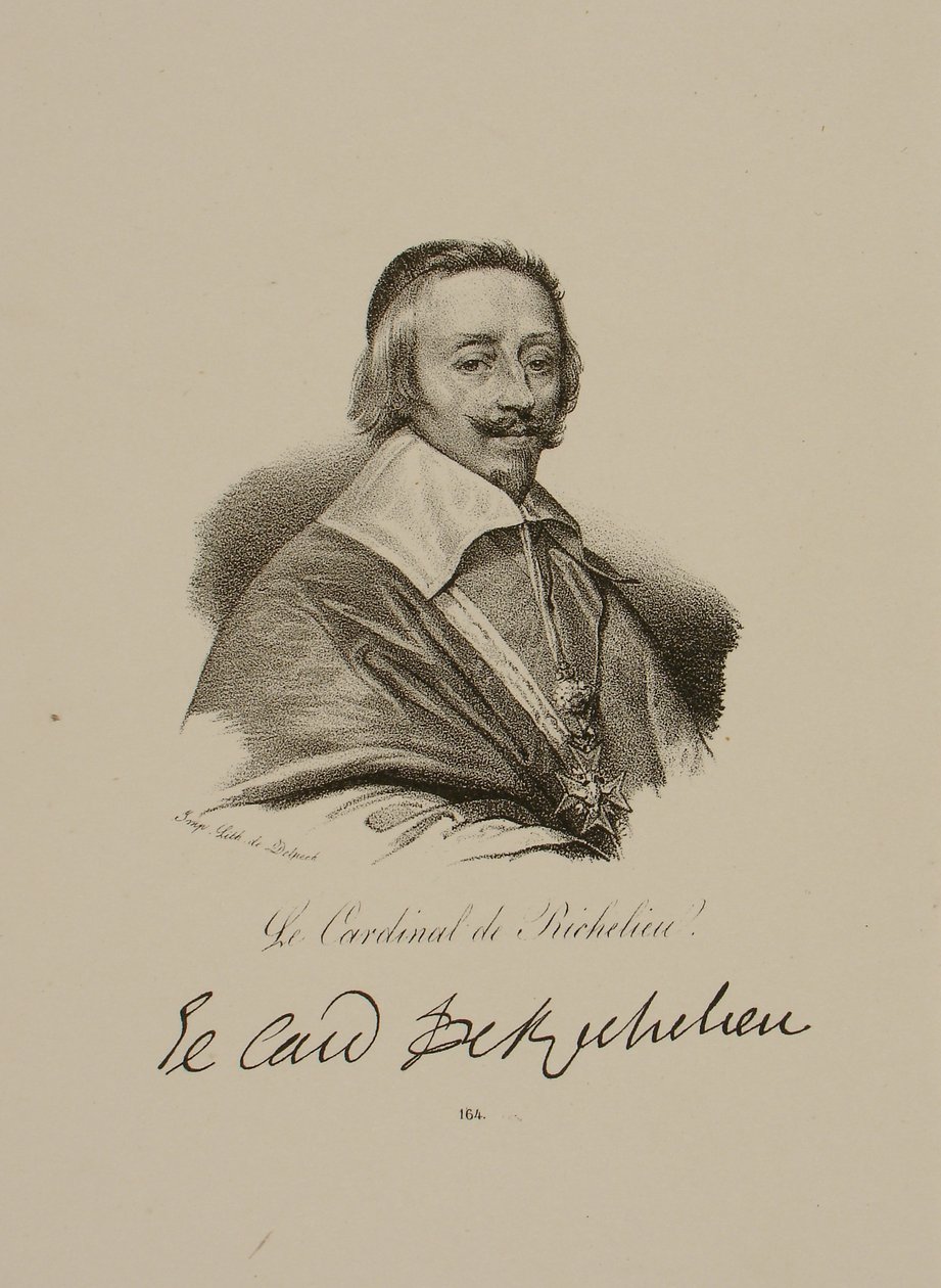 Porträtt av Armand Jean du Plessis, kardinal och hertig av Richelieu (1585-1642) av Francois Seraphin Delpech