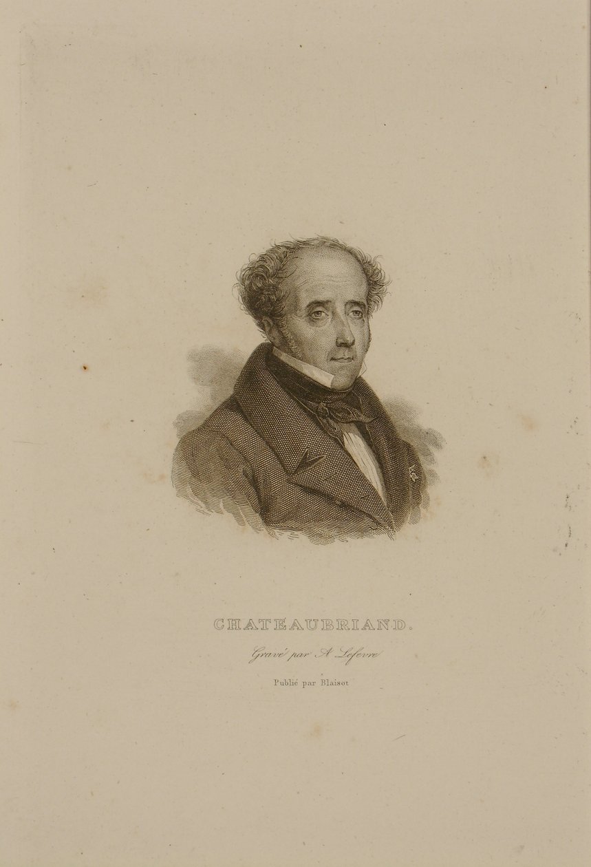 Porträtt av Francois Rene (1768-1848) Vicomte de Chateaubriand av Francois Seraphin Delpech
