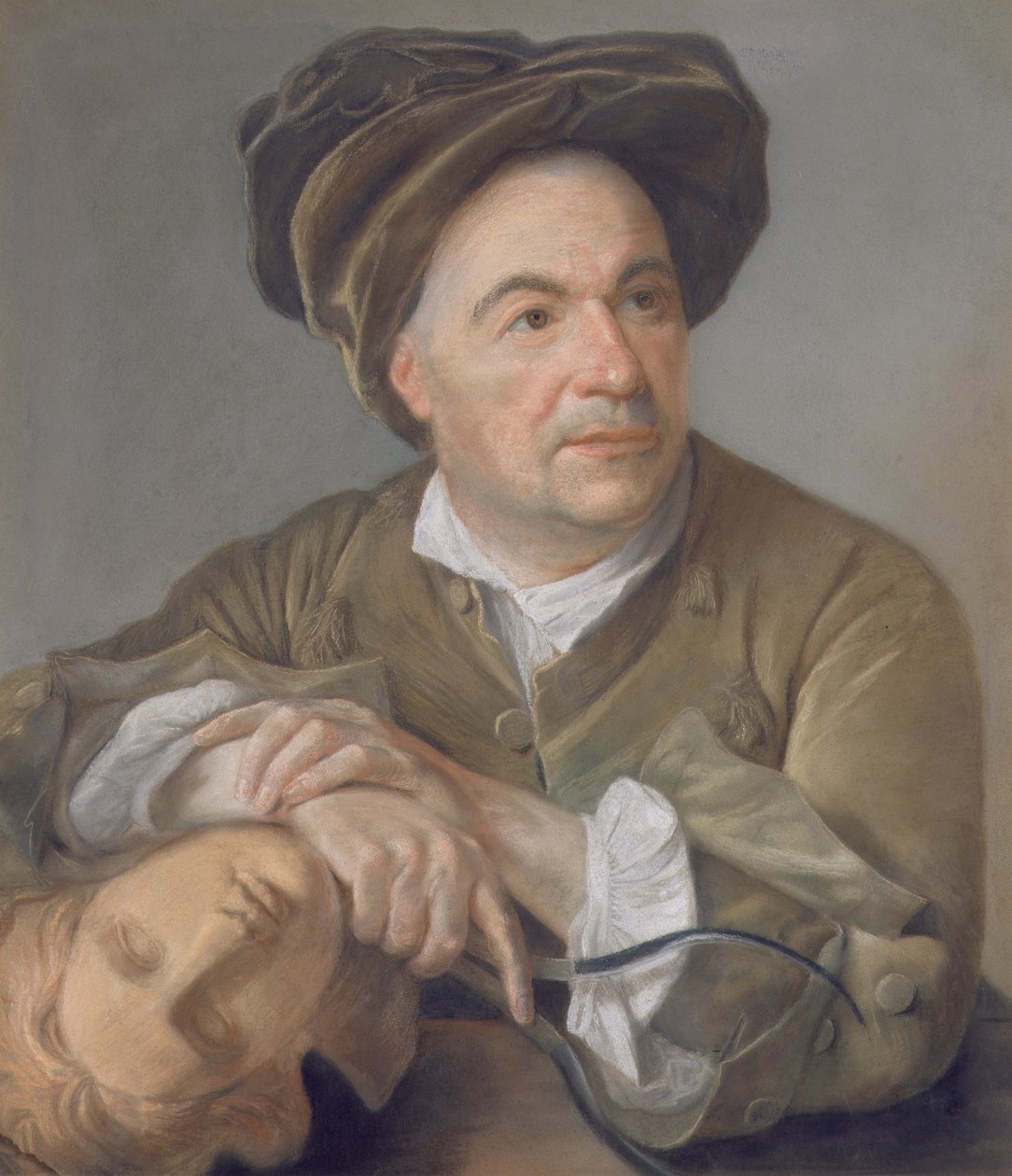 Louis Francois Roubiliac (1702-62) (pastell på papper på duk) av Francois Vispre