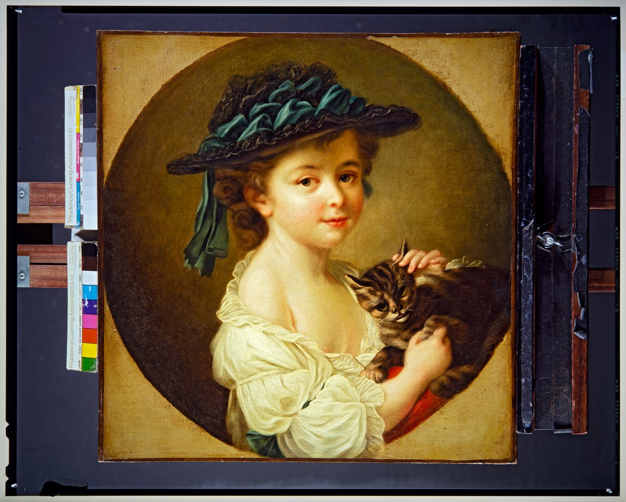 Flicka med katt av Francois Hubert Drouais