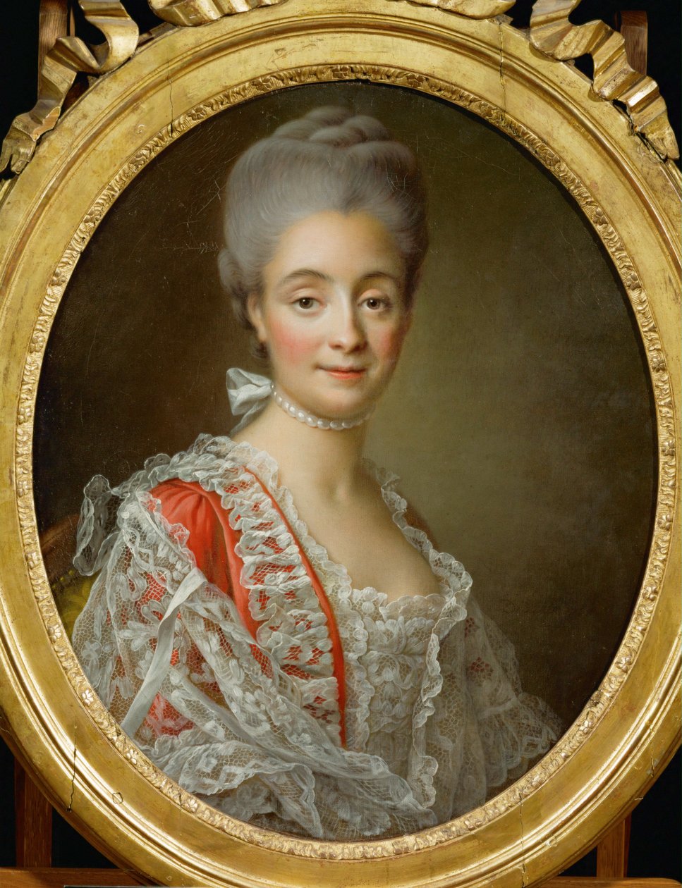 Porträtt av fru Jacques-Benoit Loys av Francois-Hubert Drouais