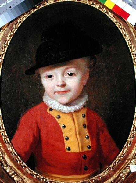 Porträtt av ett litet barn (olja på duk) av Francois Hubert Drouais