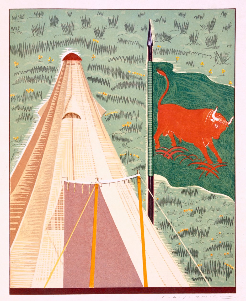 Illustration ur "Kim" (1900-01) av Rudyard Kipling, publicerad 1930. av Francois Louis Schmied