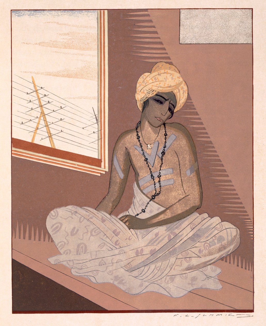 Illustration från "Kim", av Rudyard Kipling, pub. 1930 av Francois Louis Schmied