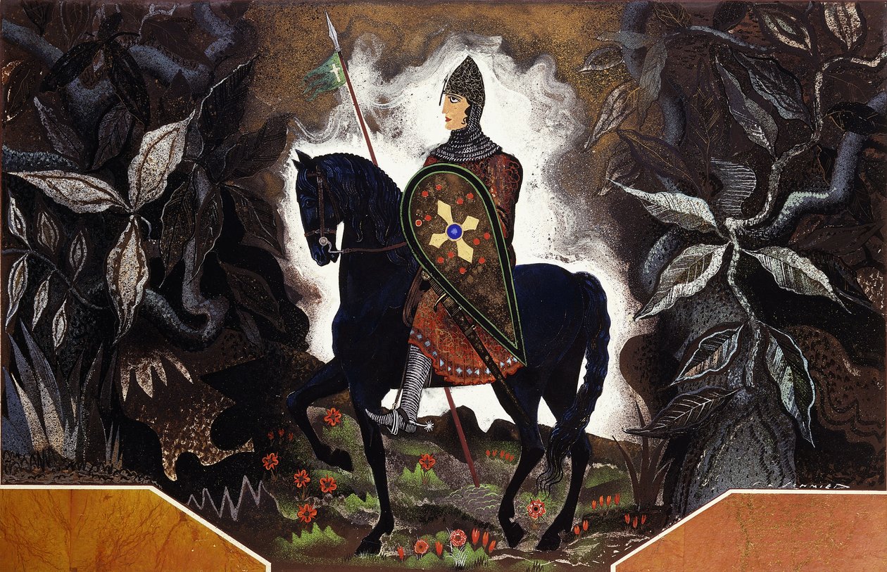 The Norman Knight, ca 1932 (gouache ombord) av Francois Louis Schmied