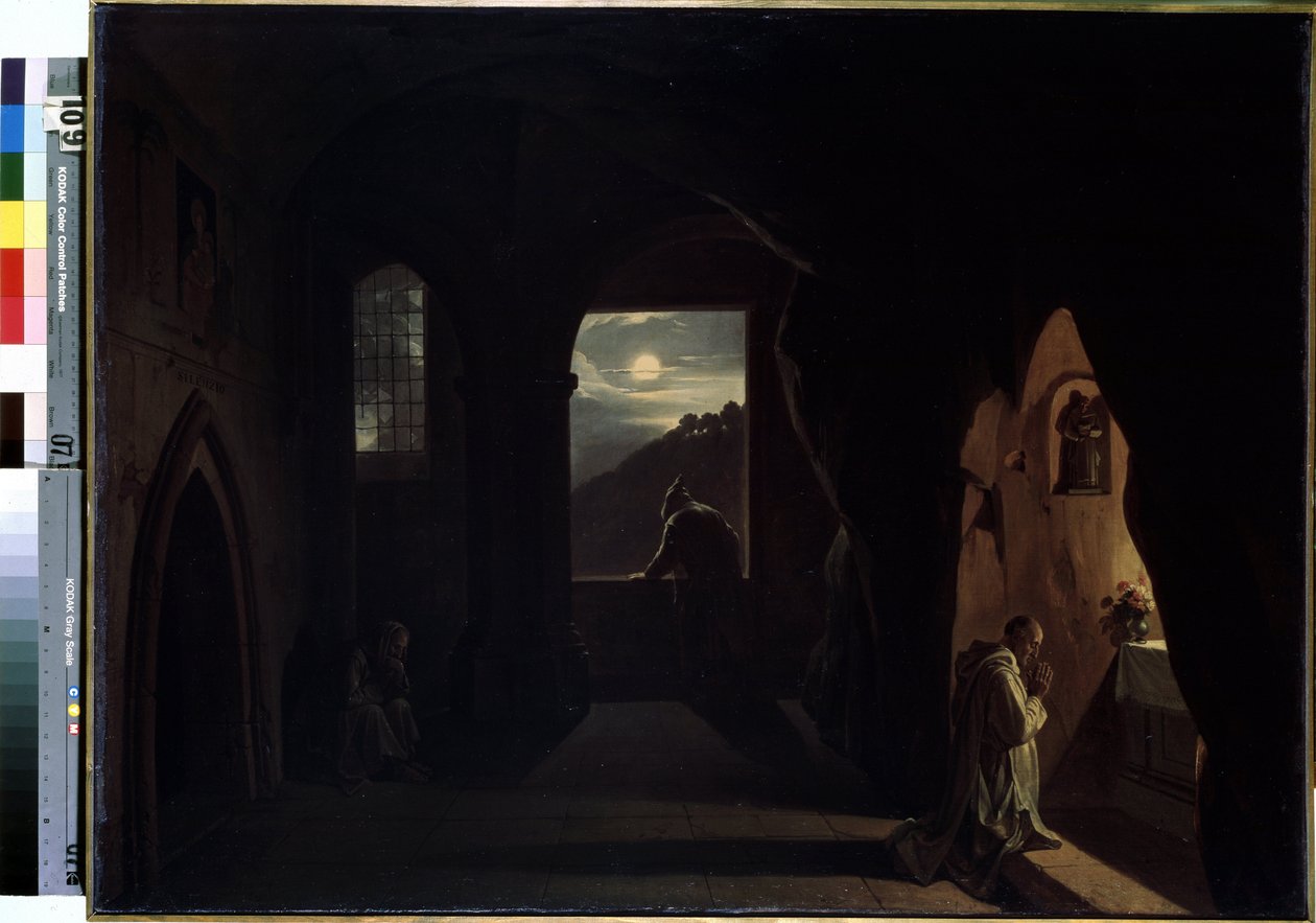 "Monks in a Cave" (Monks in a Cave) Målning av Francois Marius Granet (1775-1849) Början av 1800-talet Mått 74,5x100 cm Eremitagemuseet, Sankt Petersburg av Francois Marius Granet
