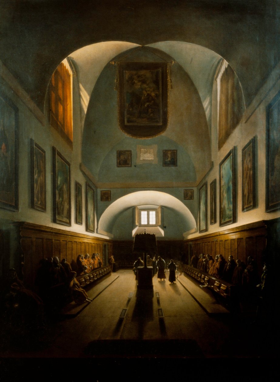 Koret i kapucinkyrkan vid Piazza Barberini i Rom av Francois-Marius Granet