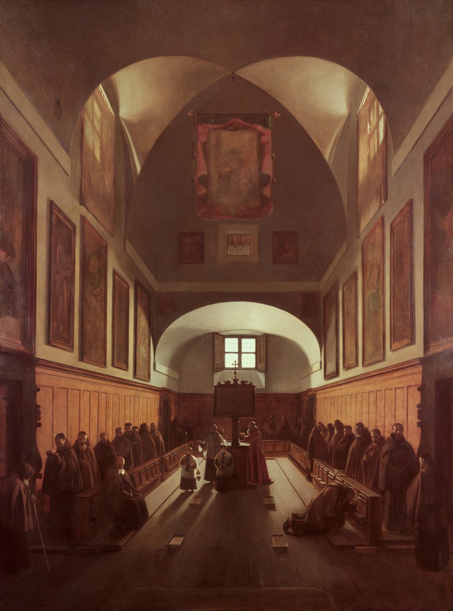 Kören i kapucinkyrkan i Rom av Francois Marius Granet