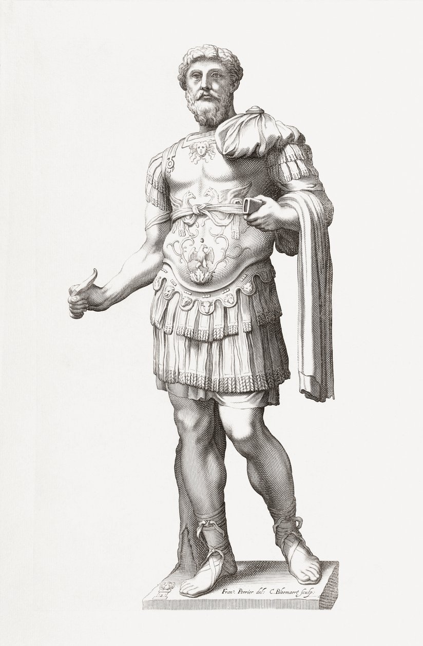 Romerske kejsaren Marcus Aurelius. Porträtt. av Francois Perrier