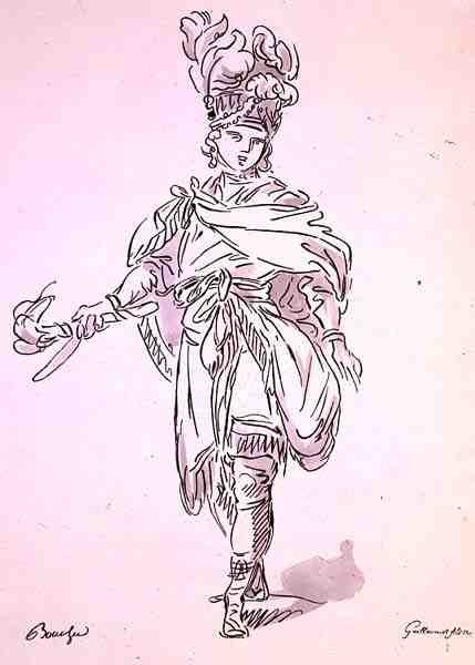 Operadräkt, från Menus Plaisirs-samlingen, faksimil av A. Guillaumot Fils (färglitografi) av Francois (after) Boucher