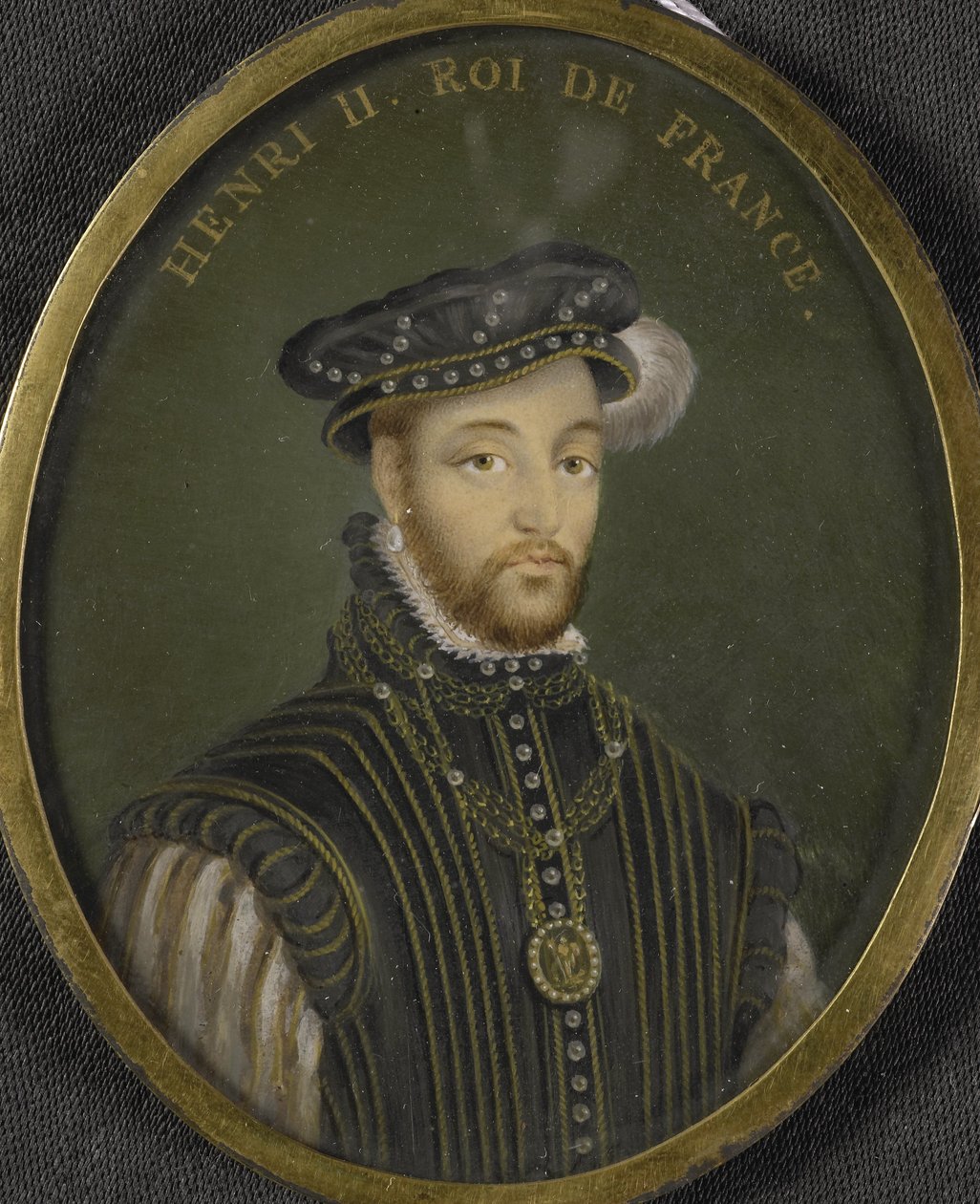 Porträtt av kung Henrik II av Frankrike (1519-59) av Francois (after) Clouet
